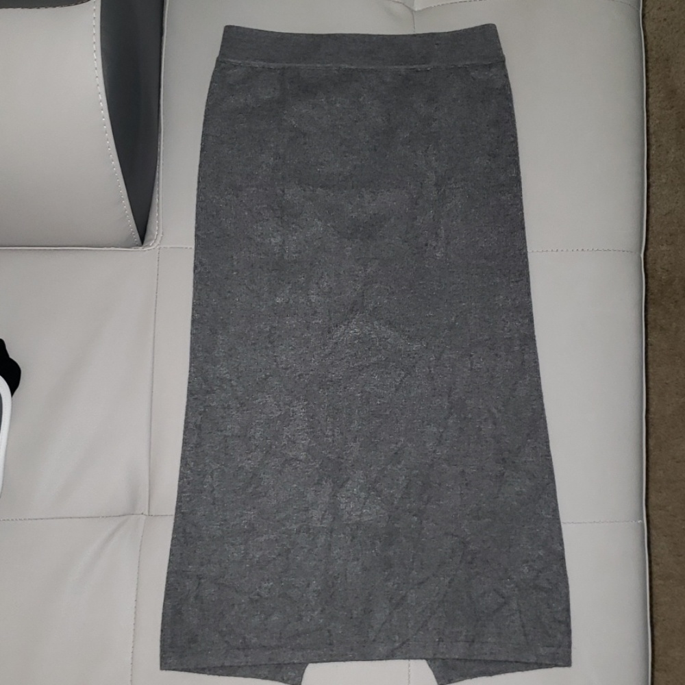 Casual Knit Knee Length Slit Pencil Skirt
